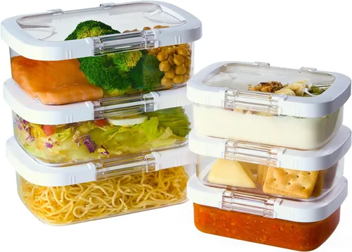 Miniatura 13 de Felli Duo Loc Deli - Contenedores de carne deli para refrigerador con tapas herméticas, organizador de refrigerador apilable para almacenamiento