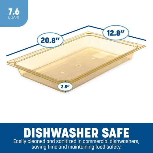 Miniatura 3 de Carlisle FoodService Products 10400B13 bandeja para alimentos de tamaño completo de alto calor, 7.6 cuartos de galón de capacidad, 20.0 in x 12.8 in