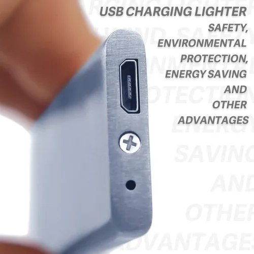 Miniatura 4 de Sensor inteligente de huellas dactilares a prueba de viento doble cara Encendido de cigarrillos USB recargable encendedor (plata)