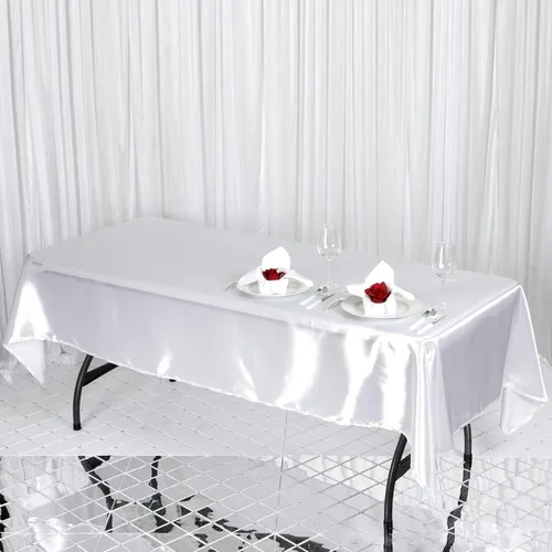 Miniatura 15 de BalsaCircle Mantel rectangular de satén negro de 60 x 102 pulgadas para bodas, fiestas, recepciones, eventos, cocina, comedor