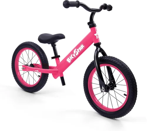 Miniatura 10 de Bicystar Bicicleta de equilibrio de 14 pulgadas para niños de 3 a 6 años, sin pedales, neumáticos de goma neumática, altura ajustable, bicicleta sin