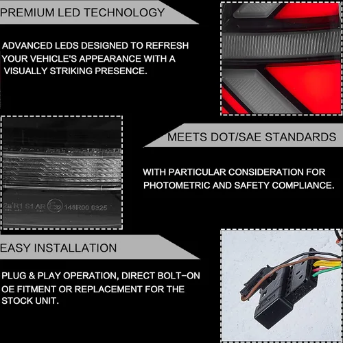 Miniatura 8 de Ensamble de luces traseras VLAND Compatible con BMW Mini R50 R52 R53 2001-2006, lámpara trasera Union Jack con DRL dinámico, luz trasera con señal