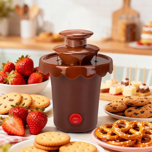 Miniatura 5 de Mini fuente de chocolate de 5 onzas con 10 tenedores, mini máquina de inmersión de chocolate de 2 niveles para uso con jarabe de chocolate, apta Café
