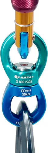 Miniatura 2 de Columpio giratorio de 35 kN, dispositivo giratorio de 360 ° certificado CE, accesorio colgante silencioso para columpio de árbol, danza aérea Azul