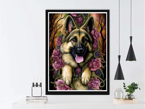 Miniatura 3 de VAIIEYO Kits de arte de diamantes 5D para perros adultos, pintura de diamante, cachorro de animales, pintura por números, lienzo redondo de Perro-21