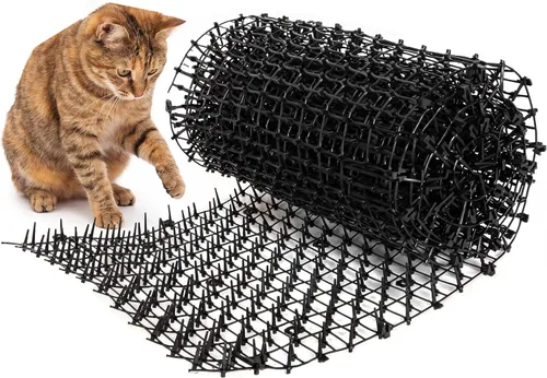 Miniatura 8 de Tapix - Alfombrilla para gatos con picos (8 pies), tiras disuasorias para gatos para jardín, patio y muebles, interior y exterior, 6 grapas incluidas