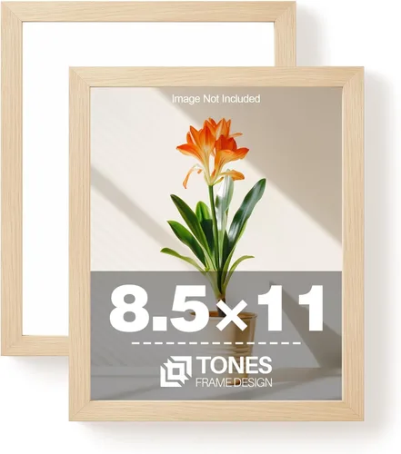 Miniatura 30 de TONES FRAME DESIGN Juego de 2 portarretratos de 5 x 7 pulgadas con acabado de chapa de madera maciza de roble de 5 x 7 pulgadas con paspartú de 4 x