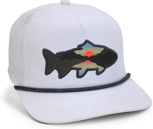 Miniatura 49 de Paramount Outdoors Sombrero de pesca de trucha al atardecer, diseño de silueta de pez de montaña, sombrero para exteriores con cómodo Snapback