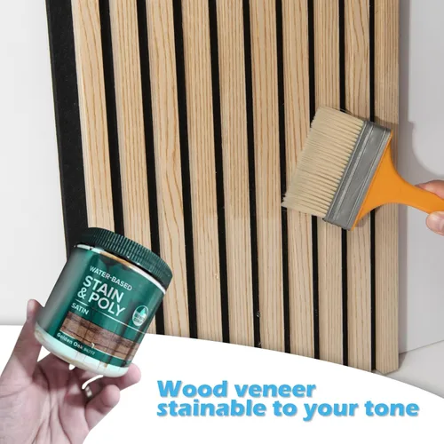 Miniatura 7 de Art3d Paquete de 2 paneles acústicos de madera de 108 x 12 pulgadas para pared, paneles de listones de madera insonorizados para pared y techo