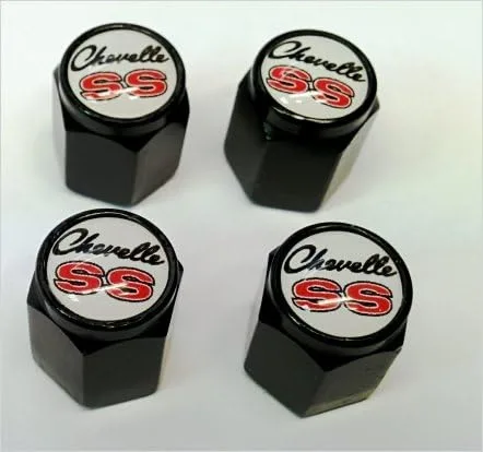 Miniatura 6 de Compatible con tapones de válvula Chevelle Malibu SS 396 454 (cromado, negro)