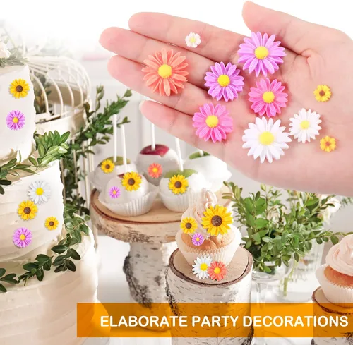 Miniatura 3 de 200 piezas de resina mini decoración de girasol de abeja margarita adorno de abejas, abalorios de abejas, cuentas epoxi de mariquitas, manualidades
