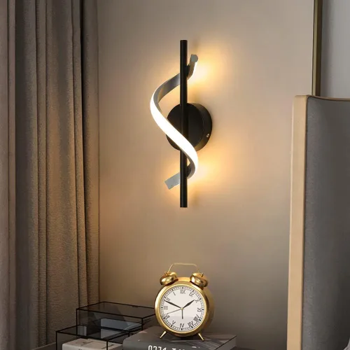 Miniatura 2 de Juego de 2 apliques de pared modernos con cable de 9 W, lámparas de pared LED de aluminio para dormitorio, sala de estar, pasillo, hotel