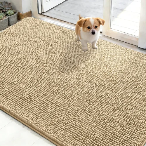 Olanly Tapete para puerta de perro y patas fangosas, absorbe la humedad y la suciedad, antideslizante, lavable, de felpilla de secado rápido, para