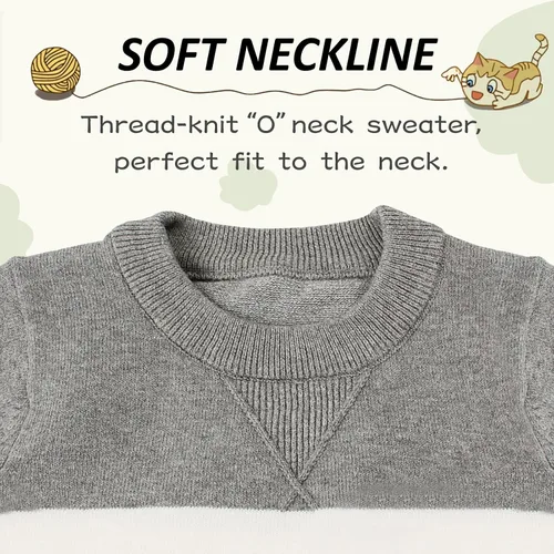 Miniatura 2 de Peecabe Suéter de punto trenzado para bebés y niños pequeños, de manga larga, cuello redondo, a rayas, de algodón, para otoño e invierno, 1-5T
