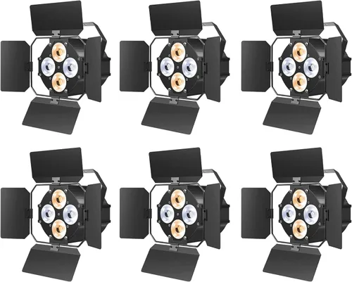 Miniatura 9 de Luces de escenario con puertas de granero, luces LED par con focos COB blancos cálidos y fríos, luz de par profesional con activación por sonido