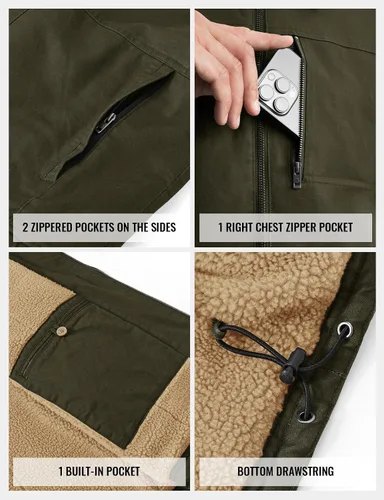 Miniatura 5 de TBMPOY Chaleco de invierno para hombre, casual, forro polar sherpa, con cremallera completa, ligero, chaleco exterior cálido de algodón para viajes