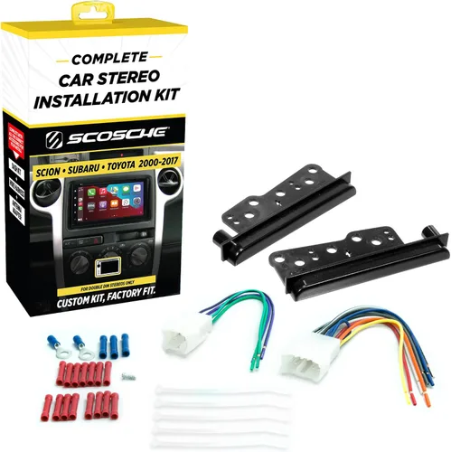 Scosche ICTA3BN - Kit de instalación de radio doble DIN y arnés compatible con vehículos seleccionados Scion, Subaru y Toyota 2000-2017, kit