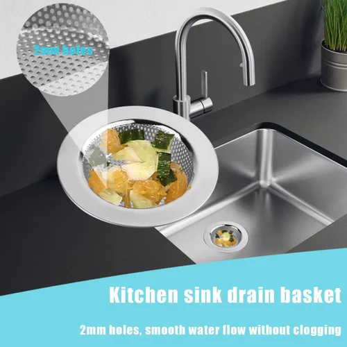 Miniatura 5 de 3 piezas de tapón para fregadero de cocina, 3 en 1 colador de cesta de fregadero de cocina, tapón universal antiobstrucción de acero inoxidable