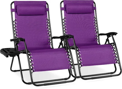 Miniatura 10 de Best Choice Products - Juego de 2 sillas reclinables y ajustables de malla y acero, sillas con sensación gravedad cero con cojines y bandejas