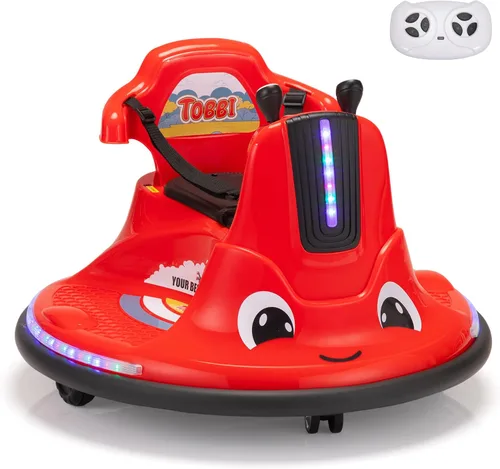 Miniatura 10 de TOBBI Caracol Auto Chocador para Bebé, Juguete Eléctrico de 12V para Niños con Control Remoto/Calcomanías Divertidas DIY para Niños/Giro de 360 Azul