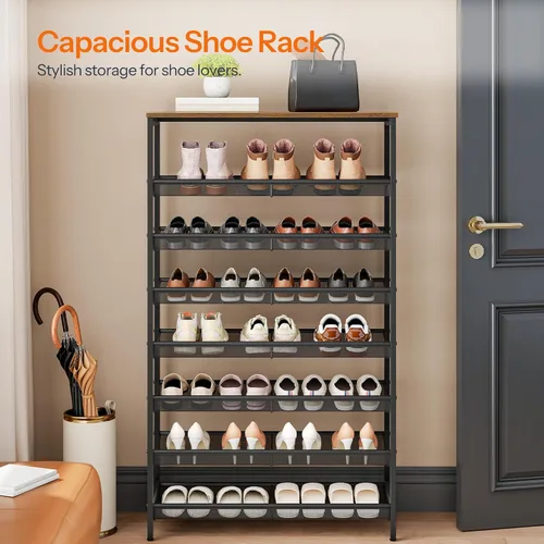 Miniatura 3 de HOOBRO - Estantería para zapatos de 8 niveles, estante para zapatos de 29.5"L, organizador de almacenamiento de zapatos de gran capacidad para 21-24