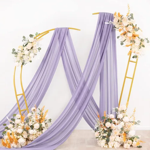 Miniatura 5 de Socomi Tela para Cubrir Arco de Boda 2 Paneles 29" x 19 Pies Lavanda Púrpura Cortina de Gasa Transparente de 6 Yardas para Decoración de Ceremonia