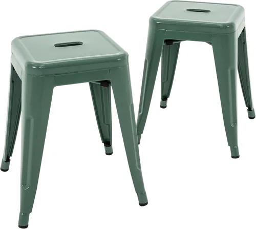 Miniatura 13 de Brage Living Juego de 4 taburetes industriales de metal de 18 pulgadas, taburetes apilables para aula, sillas de comedor de metal sin espalda