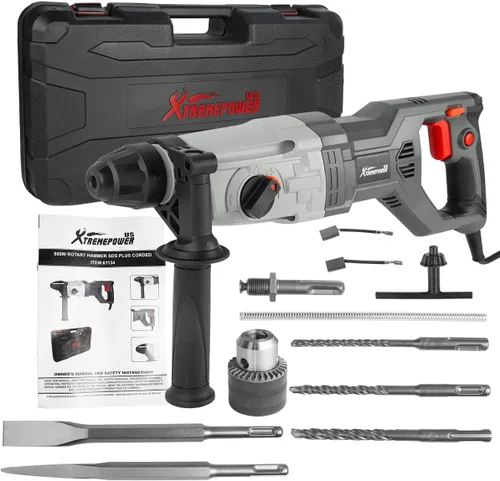 Miniatura 10 de XtremepowerUS 1180W SDS-Plus - Martillo astillador de demolición rotativo eléctrico de 1-1/4 pulgadas, combinación de martillo rotativo de 1-1/4