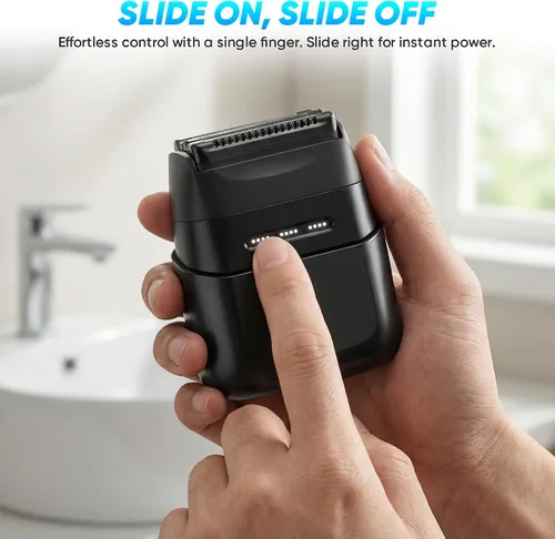 Miniatura 3 de Afeitadoras eléctricas de aluminio para hombres: maquinilla de afeitar eléctrica compacta con 4 cuchillas flotantes, afeitadora portátil de viaje