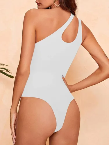 Miniatura 3 de REORIA - Body sexy para mujer, sin mangas, con corte frontal de un hombro y espalda descubierta