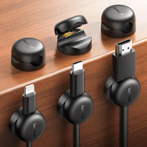 Lamicall Clips para cables, soporte organizador de cable de resorte, paquete de 6 clips compactos para organizar cables de escritorio, soporte de