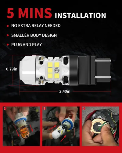 Miniatura 6 de LASFIT Bombilla LED T3 WT21W WT21W WT21 WT21W/7W Canbus sin errores para Ford Maverick XL XLT Lariat 2022 2023 2024, accesorios 2021 2022 F150 F250