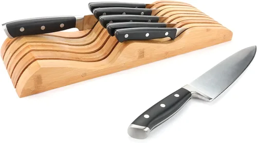 Miniatura 4 de ROYALHOUSE Bloque de Cuchillos de Bambú con Soporte, Respaldo para 9 Cuchillos, Organizador de Cajones para Cuchillos, Perfecto para Hogar y Chefs