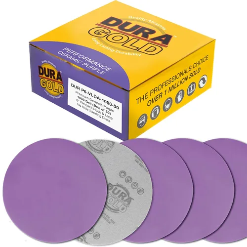 Miniatura 8 de Dura-Gold Discos de Lijado de Cerámica de Película Morada Premium de Grano 40 de 6", Caja de 25 – Papel de Lija con Soporte de Gancho y Bucle