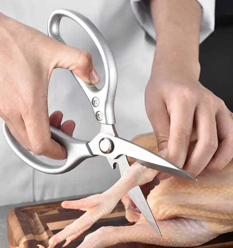 Tijeras de cocina de acero inoxidable multifunción, tijeras de alimentos ultra afiladas para carne, pescado, pollo, pizza, ensalada, barbacoa,