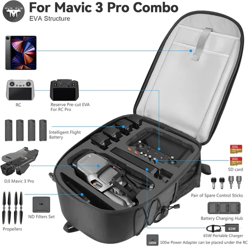 Miniatura 2 de Smatree Mochila Profesional para DJI Mavic 3 Pro, Mochila Impermeable para DJI Mavic 3 Pro Combo/Mavic 3 Pro Cine Accesorios para Drones