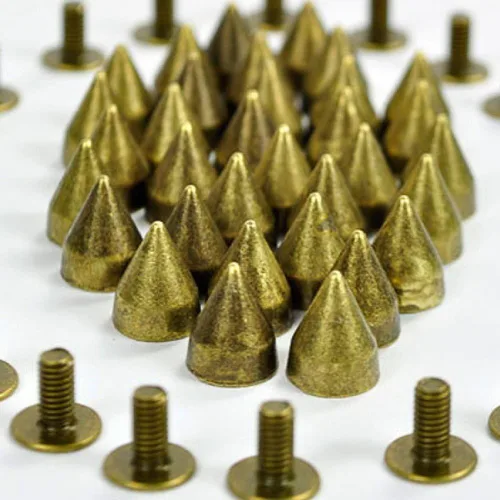 Miniatura 8 de RUBYCA 30 juegos de 0.354 in color negro plomizo bala cono de espiga de metal tornillo trasero DIY cuero-artesanía