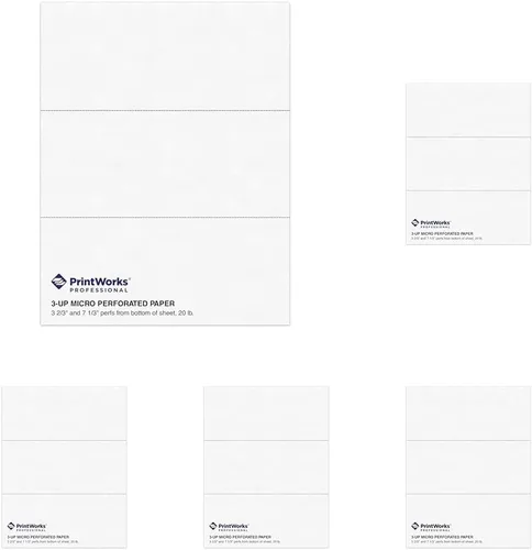Miniatura 12 de PrintWorks Papel perforado profesional de 3 partes de 8.5 x 11 pulgadas, perfecto para W-2, 1099 y uso llamativo, fabricado en los Estados Unidos