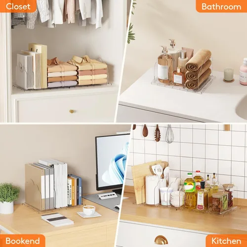 Miniatura 8 de Lifewit Paquete de 3 Organizadores de Carteras de Plástico para Clóset, Divisores de Estantes Ajustables para Organización de Clóset, Organizador