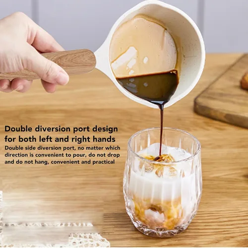 Miniatura 6 de Sartén antiadherente con boquilla para verter, olla de leche pequeña, fácil de usar, fondo plano blanco, multimini, juego multiusos para la cocina