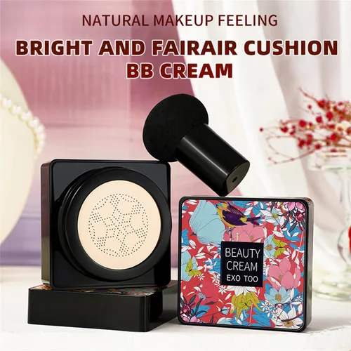 Miniatura 6 de 2 piezas de crema CC con cojín de aire de cabeza de hongo, corrector de cobertura completa y maquillaje de base impecable, cubierta de tatuaje