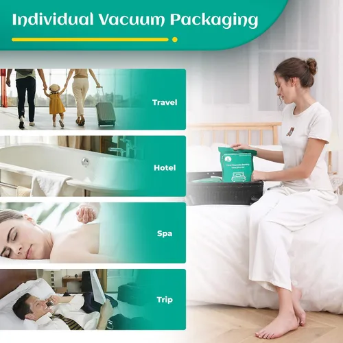 Miniatura 4 de Sábanas desechables para hotel, artículos esenciales de viaje con 2 toallas de baño desechables, 2 toallas faciales desechables y 4 piezas