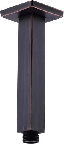 Miniatura 12 de Brazo de ducha cuadrado de 6 pulgadas con brida, brazo de extensión de cabezal de ducha de lluvia de repuesto negro mate de acero inoxidable