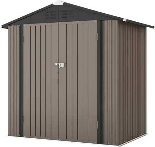 Miniatura 10 de Patiowell Cobertizo de almacenamiento al aire libre de 5 x 3 pies, cobertizo de herramientas con techo inclinado y puerta con cerradura, cobertizo