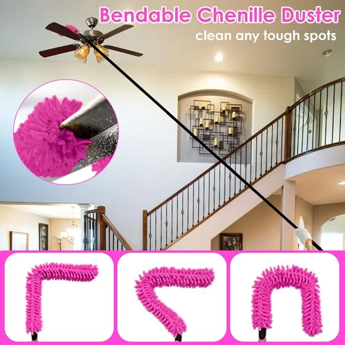 Miniatura 4 de CALBEAU Plumeros de 8 pies para limpieza, plumero con poste de extensión, plumero de microfibra utilizado para limpiar ventilador de techo, ventanas