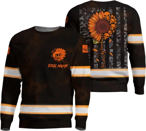 Miniatura 10 de Maddly Polo de alta visibilidad con diseño de calavera y bandera de Estados Unidos, ropa de trabajo patriótica con nombre personalizado para Camisa