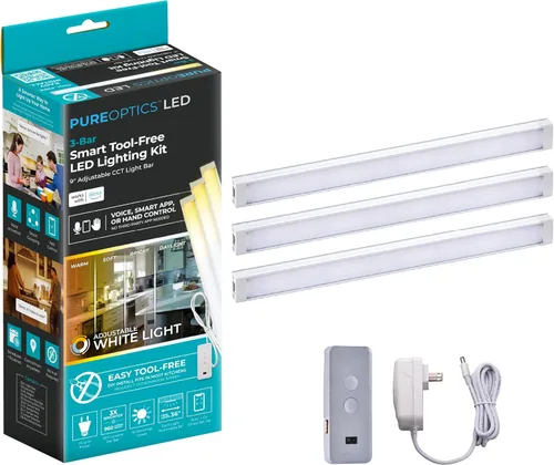 BLACK+DECKER Funciona con Alexa Kit de iluminación inteligente debajo del gabinete, LED ajustables, (3) barras de 9 pulgadas, color blanco
