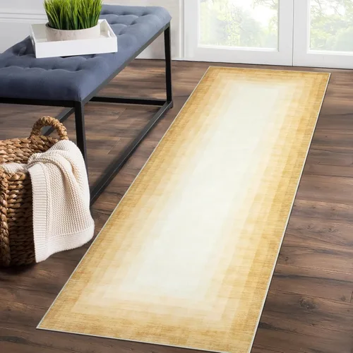 Miniatura 9 de WESTLOOM Alfombra de pasillo de 2 x 6 pies, lavable, moderna, con bordes, antideslizante, resistente a las manchas, borde geométrico, alfombra