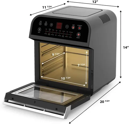 Miniatura 6 de GoWISE USA GW44800-O Freidora de aire eléctrica de lujo de 12.7 cuartos de galón, 15 en 1, con asador y deshidratador + 50 recetas QT, negro/plata