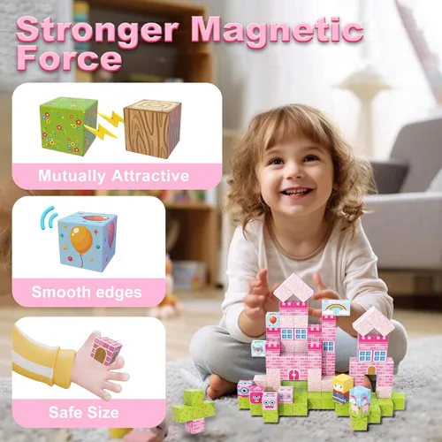 Miniatura 3 de WSHIMIN Princess Castle Toys Bloques de construcción magnéticos para niños de 4 a 8 años, juguetes sensoriales STEM magnéticos